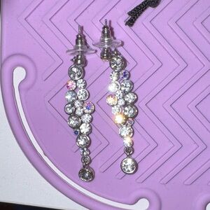Elegant Silver Crystal Drop Earrings
